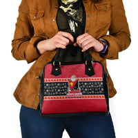 Custom Papua New Guinea Christmas Shoulder Handbag Santa With Flag Of PNG Polynesian Tribal Xmas Vibe LT03 - Polynesian Pride