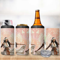 Woman Polynesian Tattoos 4 in 1 Can Cooler Tumbler Tropical Flower - Peach Fuzz Color LT03 - Polynesian Pride