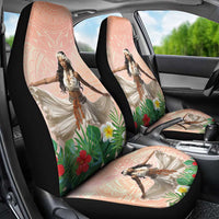 Woman Polynesian Tattoos Car Seat Cover Tropical Flower - Peach Fuzz Color LT03 - Polynesian Pride