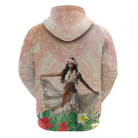Woman Polynesian Tattoos Hoodie Tropical Flower - Peach Fuzz Color LT03 - Polynesian Pride