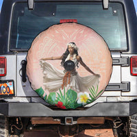 Woman Polynesian Tattoos Spare Tire Cover Tropical Flower - Peach Fuzz Color LT03 Peach Fuzz - Polynesian Pride