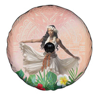 Woman Polynesian Tattoos Spare Tire Cover Tropical Flower - Peach Fuzz Color LT03 - Polynesian Pride