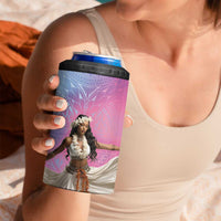 Woman Polynesian Tattoos 4 in 1 Can Cooler Tumbler Tropical Flower - Sweets Vibrant Color LT03 - Polynesian Pride