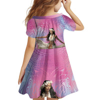 Woman Polynesian Tattoos Family Matching Off Shoulder Short Dress and Hawaiian Shirt Tropical Flower - Sweets Vibrant Color LT03 - Polynesian Pride
