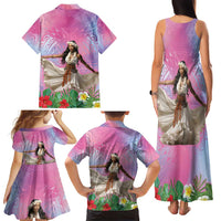 Woman Polynesian Tattoos Family Matching Tank Maxi Dress and Hawaiian Shirt Tropical Flower - Sweets Vibrant Color LT03 - Polynesian Pride