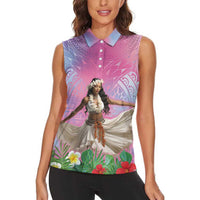 Woman Polynesian Tattoos Women Sleeveless Polo Shirt Tropical Flower - Sweets Vibrant Color LT03 - Polynesian Pride