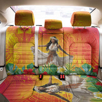 Woman Polynesian Tattoos Back Car Seat Cover Tropical Flower - Vibrant Hot Color