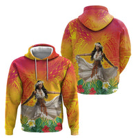 Woman Polynesian Tattoos Zip Hoodie Tropical Flower - Vibrant Hot Color LT03 - Polynesian Pride