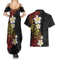 Plumeria Couples Matching Summer Maxi Dress and Hawaiian Shirt Polynesian Tribal Frangipani Sunset LT03 - Polynesian Pride
