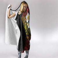 Plumeria Hooded Blanket Polynesian Tribal Frangipani Sunset