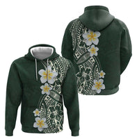 Plumeria Hoodie Polynesian Tribal Frangipani Green