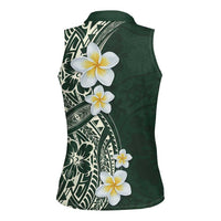 Plumeria Women Sleeveless Polo Shirt Polynesian Tribal Frangipani Green LT03 - Polynesian Pride