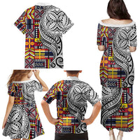 Niue Hiapo and Maori Decoration Tattoos Family Matching Puletasi and Hawaiian Shirt LT03 - Polynesian Pride