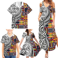 Niue Hiapo and Maori Decoration Tattoos Family Matching Summer Maxi Dress and Hawaiian Shirt LT03 - Polynesian Pride