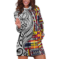 Niue Hiapo and Maori Decoration Tattoos Hoodie Dress LT03 White - Polynesian Pride