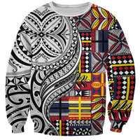 Niue Hiapo and Maori Decoration Tattoos Sweatshirt LT03 Unisex White - Polynesian Pride