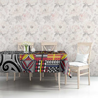 Niue Hiapo and Maori Decoration Tattoos Tablecloth - Polynesian Pride