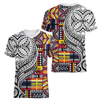Niue Hiapo and Maori Decoration Tattoos Women V-Neck T-Shirt LT03 - Polynesian Pride
