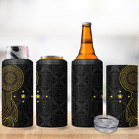 Niue Polynesian Hiapo Tattoo Art 4 in 1 Can Cooler Tumbler Half Style Black Gold Color LT03 - Polynesian Pride