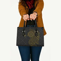 Niue Polynesian Hiapo Tattoo Art Leather Bag Half Style Black Gold Color - Polynesian Pride