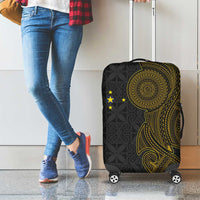 Niue Polynesian Hiapo Tattoo Art Luggage Cover Half Style Black Gold Color - Polynesian Pride