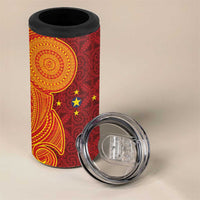 Niue Polynesian Hiapo Tattoo Art 4 in 1 Can Cooler Tumbler Half Style Red Yellow Color LT03 - Polynesian Pride