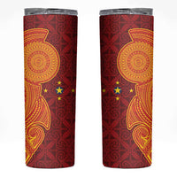 Niue Polynesian Hiapo Tattoo Art Skinny Tumbler Half Style Red Yellow Color LT03 Red - Polynesian Pride