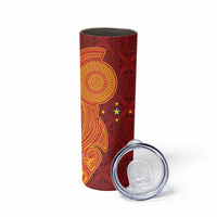 Niue Polynesian Hiapo Tattoo Art Skinny Tumbler Half Style Red Yellow Color LT03 - Polynesian Pride