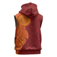 Niue Polynesian Hiapo Tattoo Art Sleeveless Hoodie Half Style Red Yellow Color LT03 - Polynesian Pride