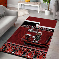 New Zealand Christmas Area Rug Meri Kirihimete Aotearoa Warrior on Waka with Maori Art Tattoo LT03 - Polynesian Pride