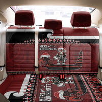 New Zealand Christmas Back Car Seat Cover Meri Kirihimete Aotearoa Warrior on Waka with Maori Art Tattoo LT03 - Polynesian Pride