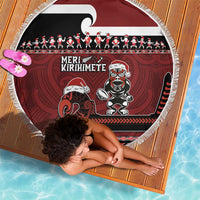 New Zealand Christmas Beach Blanket Meri Kirihimete Aotearoa Warrior on Waka with Maori Art Tattoo LT03 - Polynesian Pride