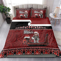 New Zealand Christmas Bedding Set Meri Kirihimete Aotearoa Warrior on Waka with Maori Art Tattoo LT03 - Polynesian Pride