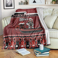 New Zealand Christmas Blanket Meri Kirihimete Aotearoa Warrior on Waka with Maori Art Tattoo LT03 Red - Polynesian Pride
