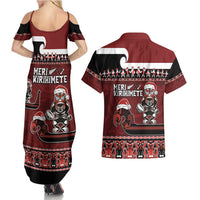 New Zealand Christmas Couples Matching Summer Maxi Dress and Hawaiian Shirt Meri Kirihimete Aotearoa Warrior on Waka with Maori Art Tattoo LT03 - Polynesian Pride