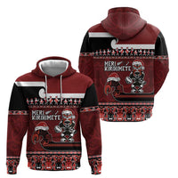 New Zealand Christmas Hoodie Meri Kirihimete Aotearoa Warrior on Waka with Maori Art Tattoo LT03 - Polynesian Pride