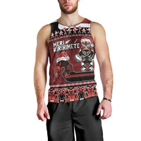 New Zealand Christmas Men Tank Top Meri Kirihimete Aotearoa Warrior on Waka with Maori Art Tattoo LT03 - Polynesian Pride