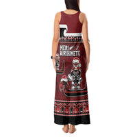 New Zealand Christmas Tank Maxi Dress Meri Kirihimete Aotearoa Warrior on Waka with Maori Art Tattoo LT03 - Polynesian Pride