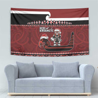 New Zealand Christmas Tapestry Meri Kirihimete Aotearoa Warrior on Waka with Maori Art Tattoo LT03 - Polynesian Pride