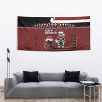New Zealand Christmas Tapestry Meri Kirihimete Aotearoa Warrior on Waka with Maori Art Tattoo LT03 - Polynesian Pride