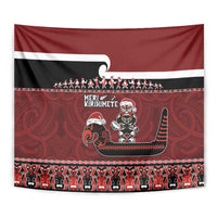 New Zealand Christmas Tapestry Meri Kirihimete Aotearoa Warrior on Waka with Maori Art Tattoo LT03 - Polynesian Pride