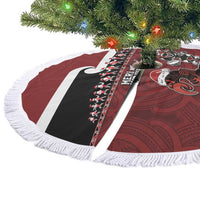 New Zealand Christmas Tree Skirt - Meri Kirihimete Aotearoa Warrior on Waka with Maori Art Tattoo LT03 - Polynesian Pride