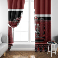 New Zealand Christmas Window Curtain Meri Kirihimete Aotearoa Warrior on Waka with Maori Art Tattoo LT03 - Polynesian Pride