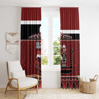 New Zealand Christmas Window Curtain Meri Kirihimete Aotearoa Warrior on Waka with Maori Art Tattoo LT03 - Polynesian Pride