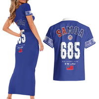 Toa Samoa Rugby Couples Matching Short Sleeve Bodycon Dress and Hawaiian Shirt Six Eight Five to The World LT03 - Polynesian Pride