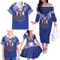 Toa Samoa Rugby Family Matching Off The Shoulder Long Sleeve Dress and Hawaiian Shirt Six Eight Five to The World LT03 - Polynesian Pride
