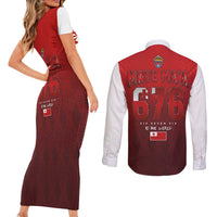 Mate Ma'a Tonga Rugby Couples Matching Short Sleeve Bodycon Dress and Long Sleeve Button Shirt Six Seven Six to The World LT03 - Polynesian Pride
