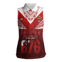 Mate Ma'a Tonga Rugby Women Sleeveless Polo Shirt Six Seven Six to The World LT03 Female Red - Polynesian Pride