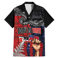 Aotearoa and Samoa Toitu Te Tiriti Family Matching Mermaid Dress and Hawaiian Shirt Honour the Treaty - Te Tiriti Is Us LT03 Dad's Shirt - Short Sleeve Black - Polynesian Pride