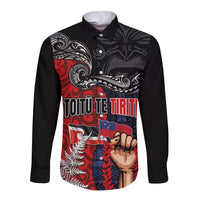 Aotearoa and Samoa Toitu Te Tiriti Long Sleeve Button Shirt Honour the Treaty - Te Tiriti Is Us LT03 Unisex Black - Polynesian Pride